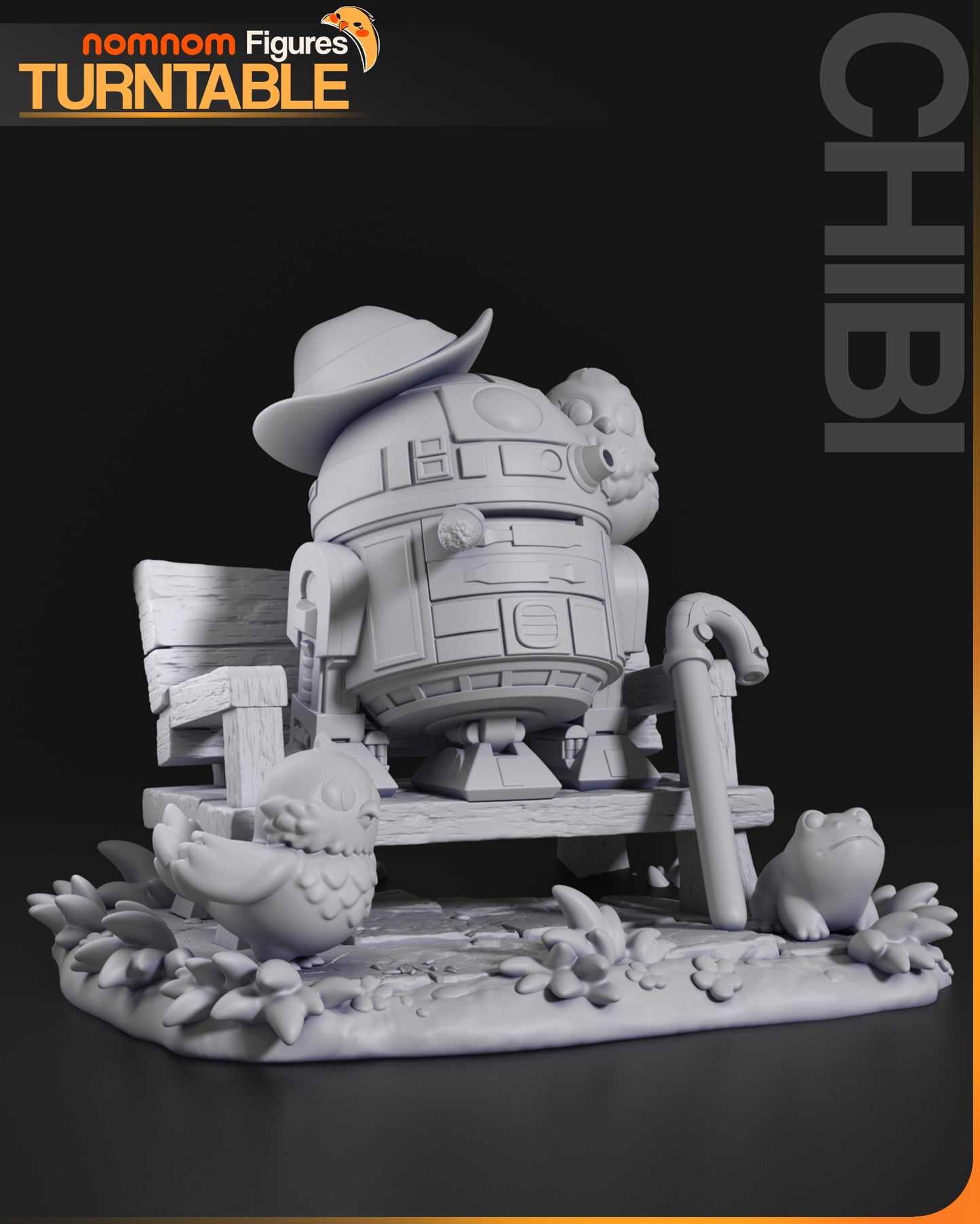 Chibi R2D2 - Unassembled and Unpainted Garage Kit - Model Designed by NomNom Figures