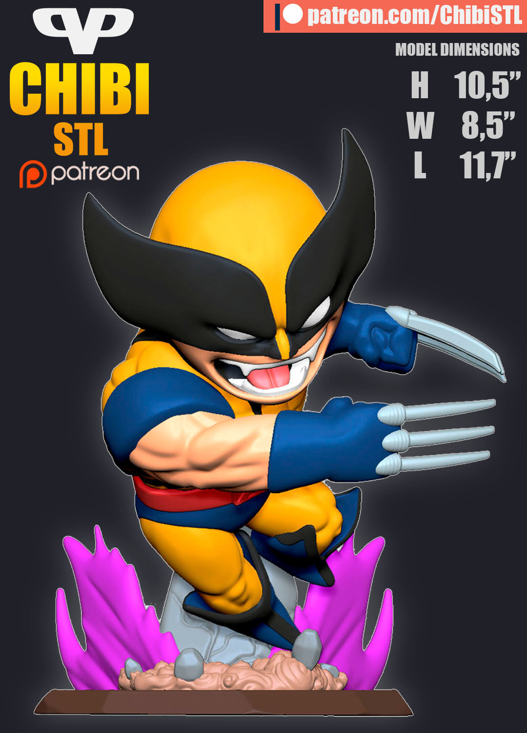 Wolverine  - Unassembled and Unpainted Garage Kit - Model Designed by ChibiSTL