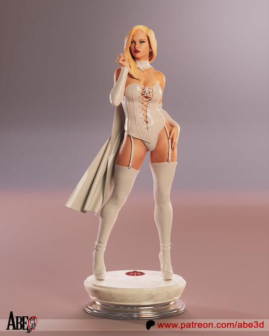 Emma Frost (White Queen) - (VARIANT PARTS INCLUDED) Unassembled and Unpainted Garage Kit - Model Designed by Abe3D