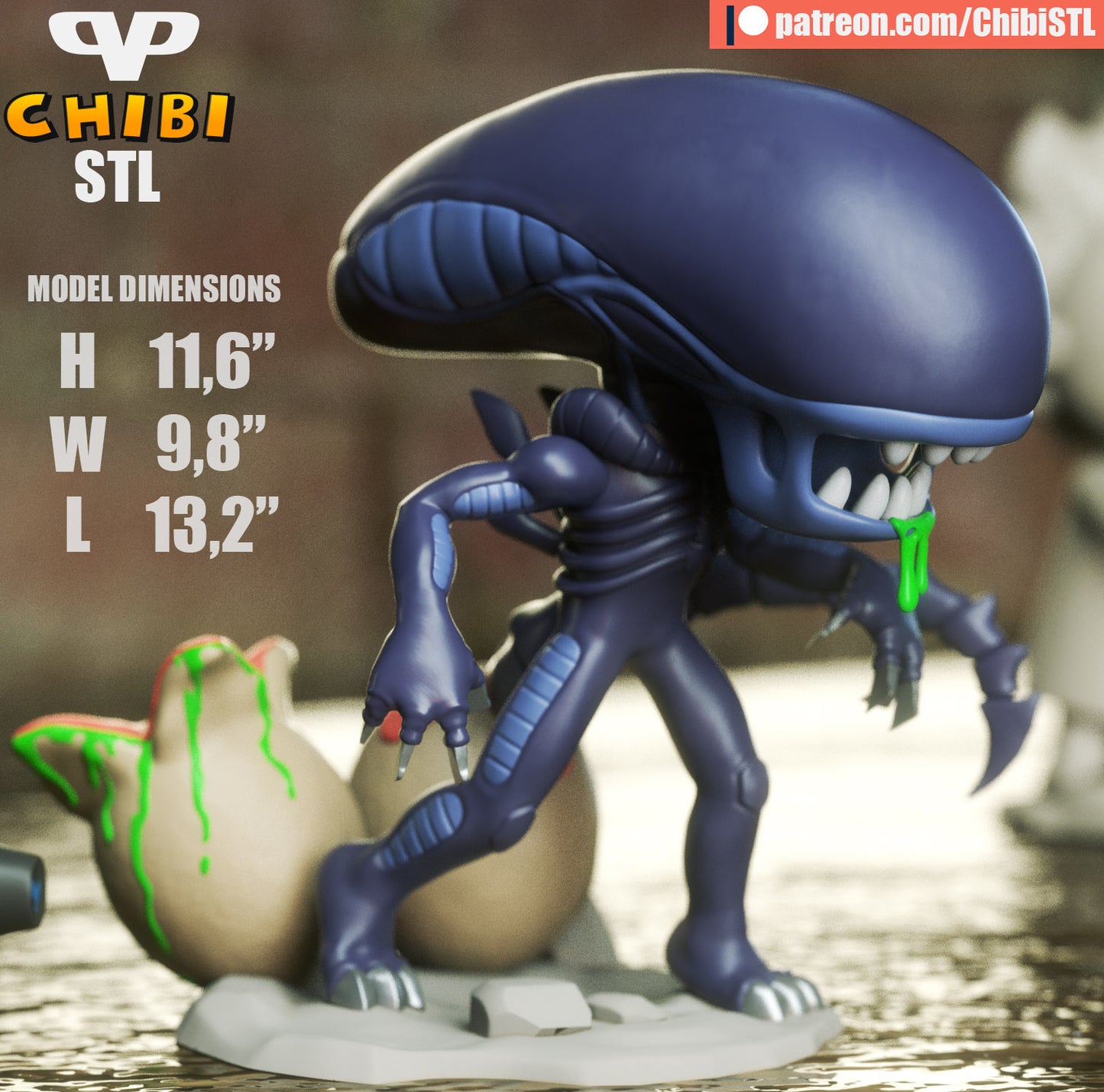 Xenomorph - Unassembled and Unpainted Garage Kit - Model Designed by ChibiSTL