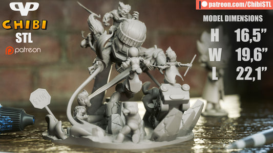 X-Men vs Sentinel Diorama - Unassembled and Unpainted Garage Kit - Model Designed by ChibiSTL