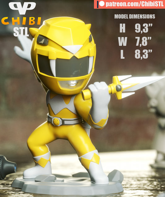 Yellow Ranger - Unassembled and Unpainted Garage Kit - Model Designed by ChibiSTL