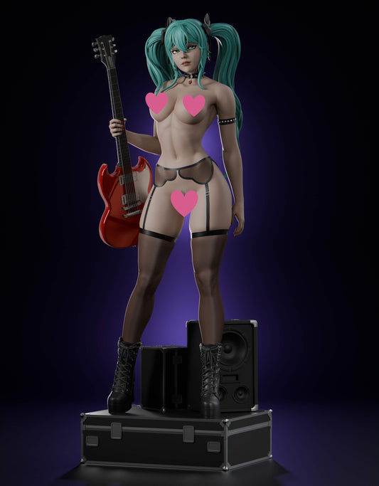 Rock Miku NSFW - Unassembled and Unpainted Garage Kit - Model Designed by Abe3D/Lira