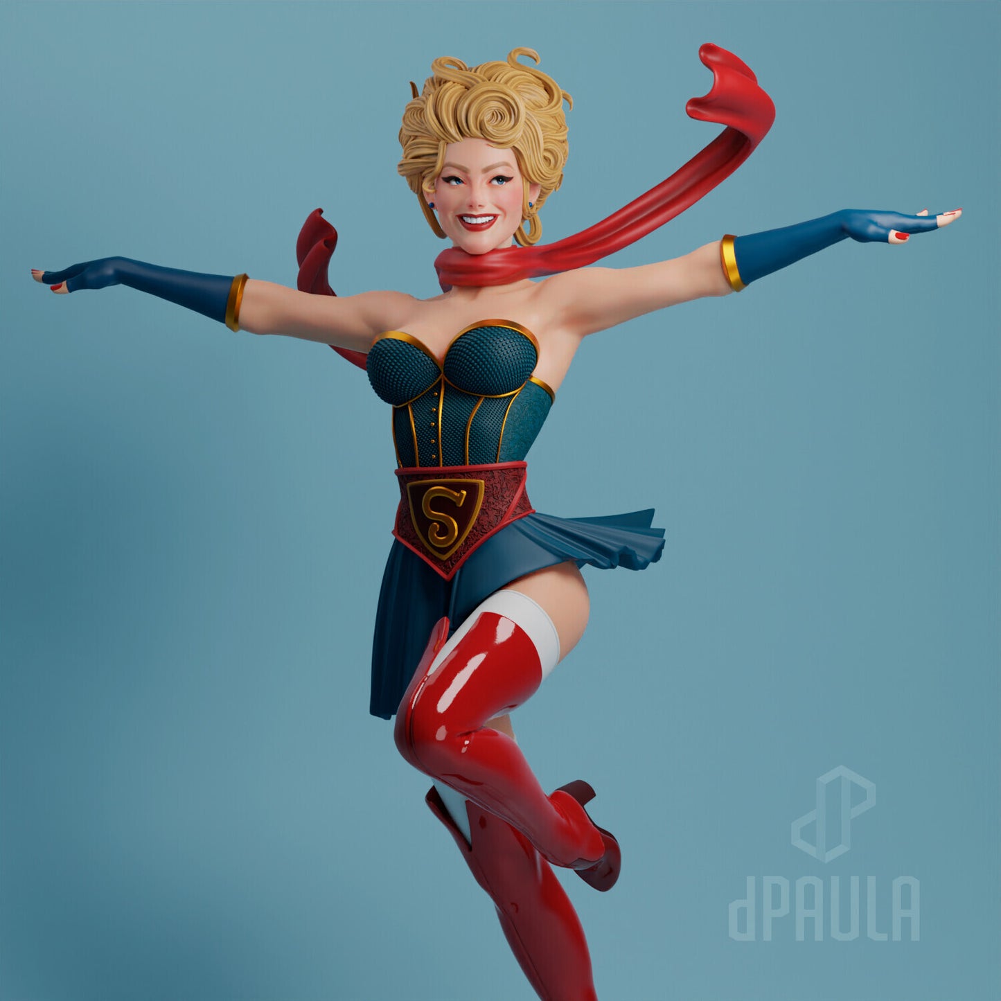 Supergirl Bombshell - Unassembled and Unpainted Garage Kit - Model Designed by Abe3D/DePaula
