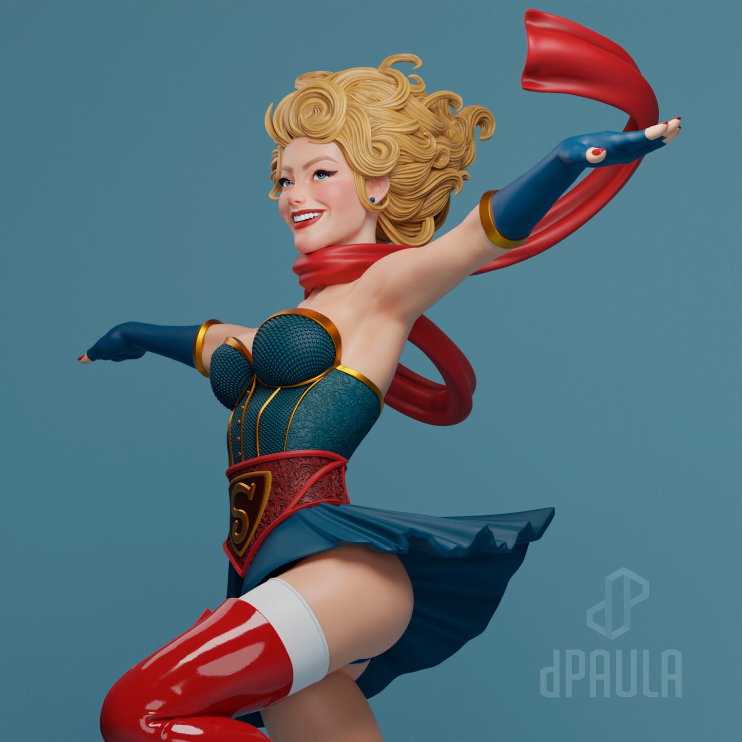 Supergirl Bombshell - Unassembled and Unpainted Garage Kit - Model Designed by Abe3D/DePaula