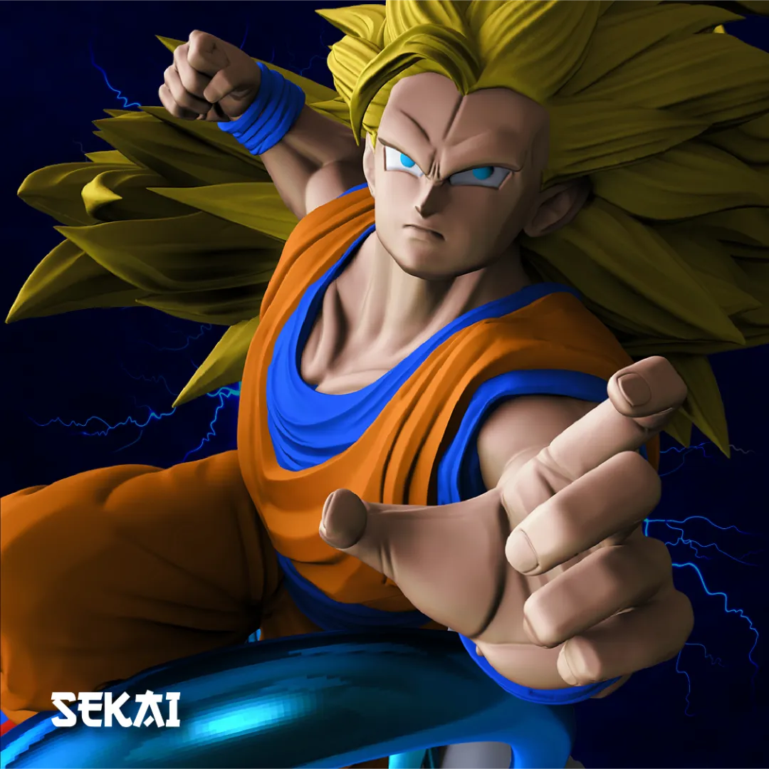 SSJ3 Goku - Unassembled and Unpainted Garage Kit - Model Designed by Sekai3D