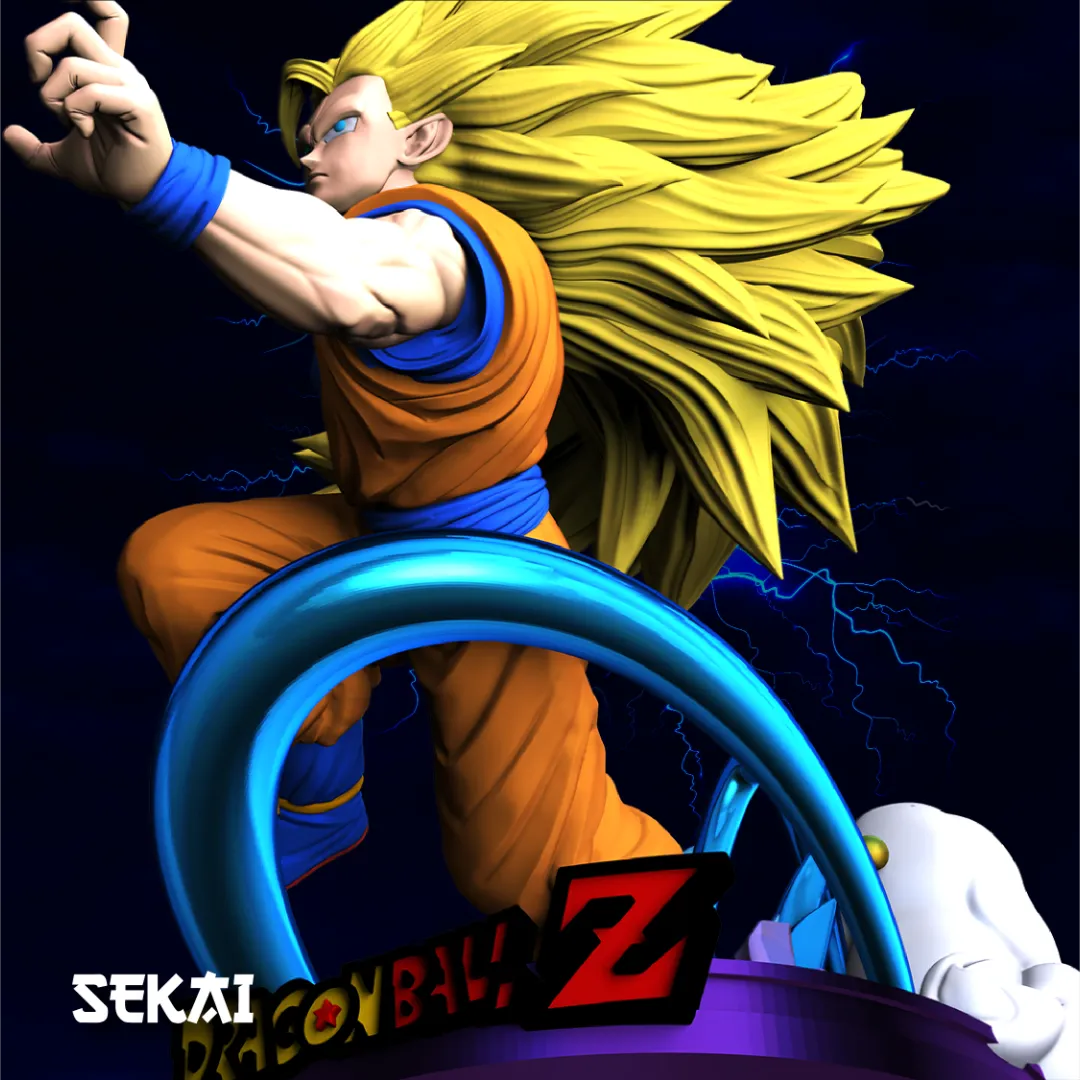 SSJ3 Goku - Unassembled and Unpainted Garage Kit - Model Designed by Sekai3D