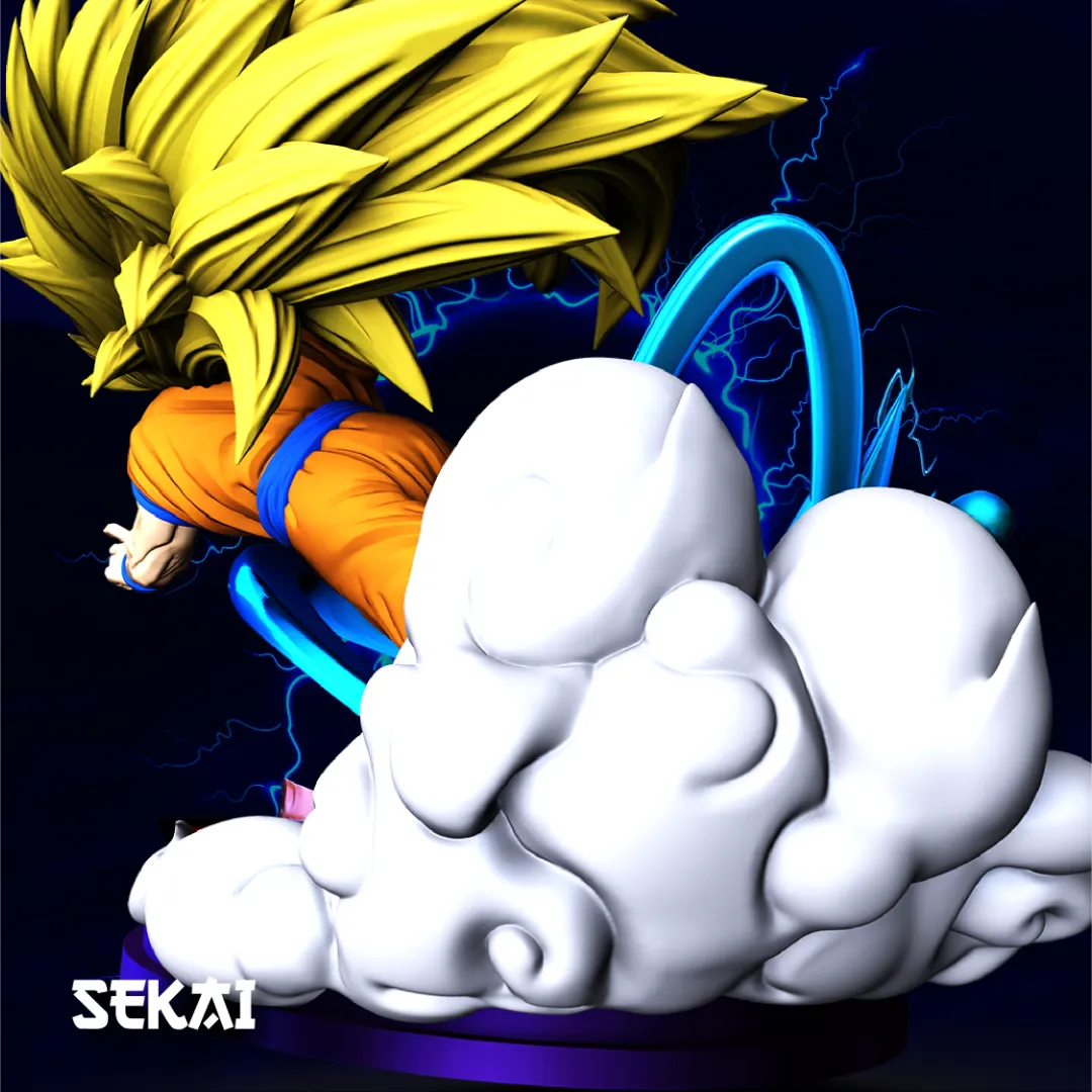 SSJ3 Goku - Unassembled and Unpainted Garage Kit - Model Designed by Sekai3D