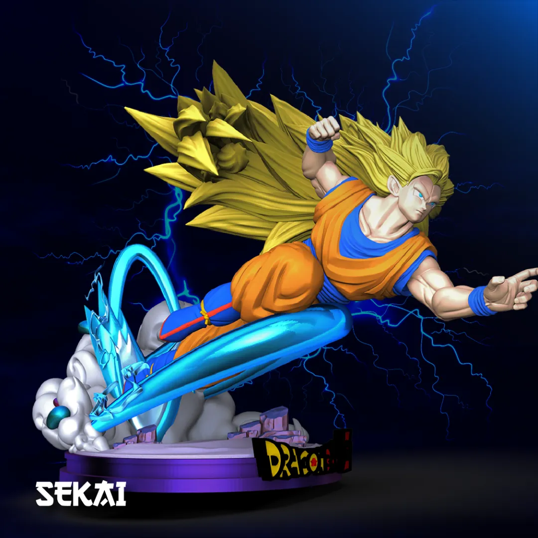 SSJ3 Goku - Unassembled and Unpainted Garage Kit - Model Designed by Sekai3D