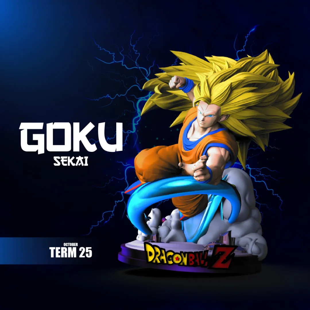 SSJ3 Goku - Unassembled and Unpainted Garage Kit - Model Designed by Sekai3D