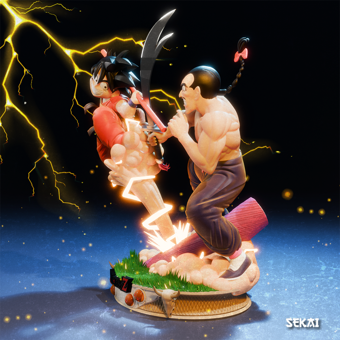 Goku vs Tao Pai Pai - Unassembled and Unpainted Garage Kit - Model Designed by Sekai3D