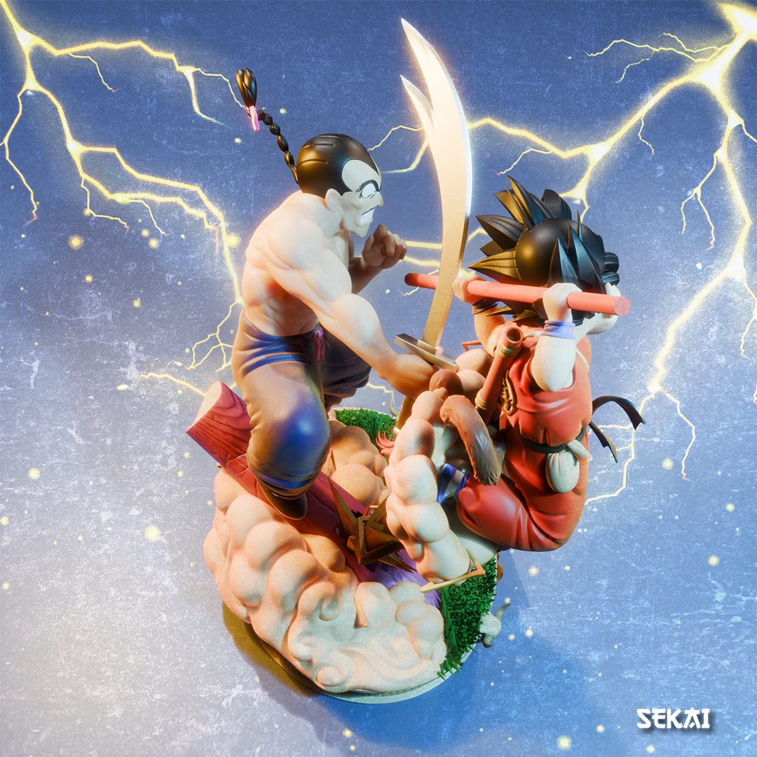 Goku vs Tao Pai Pai - Unassembled and Unpainted Garage Kit - Model Designed by Sekai3D