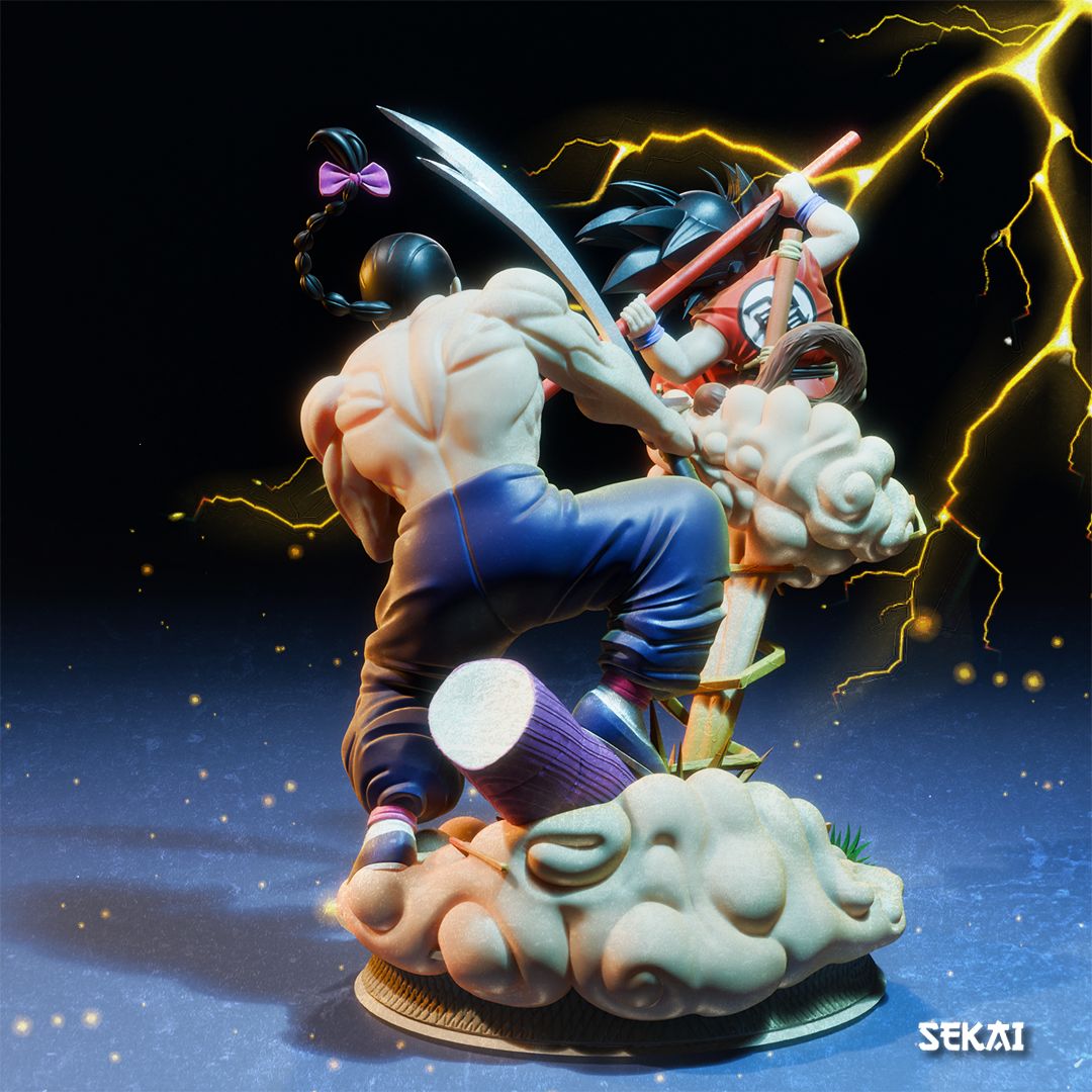 Goku vs Tao Pai Pai - Unassembled and Unpainted Garage Kit - Model Designed by Sekai3D