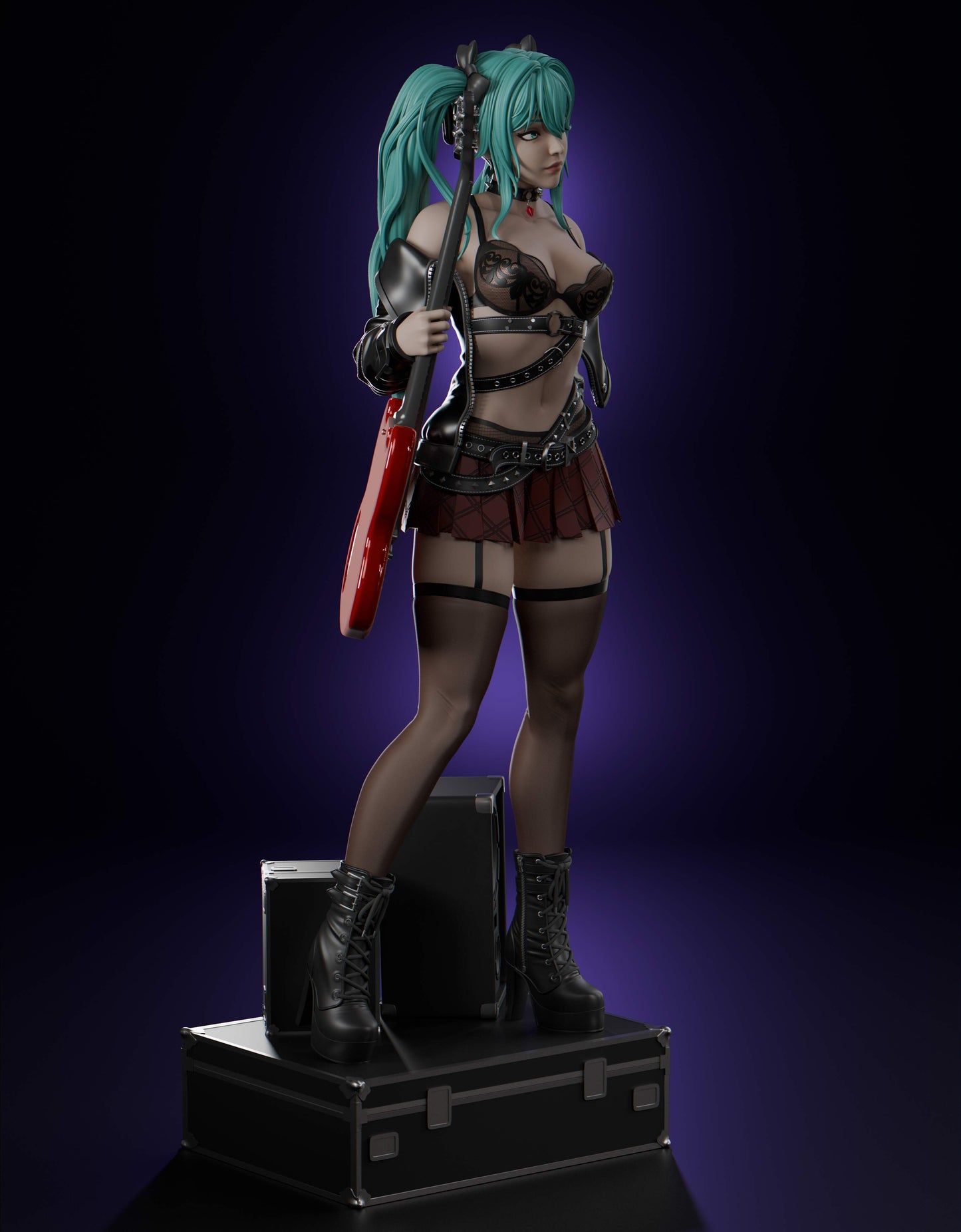 Rock Miku - Unassembled and Unpainted Garage Kit - Model Designed by Abe3D/Lira