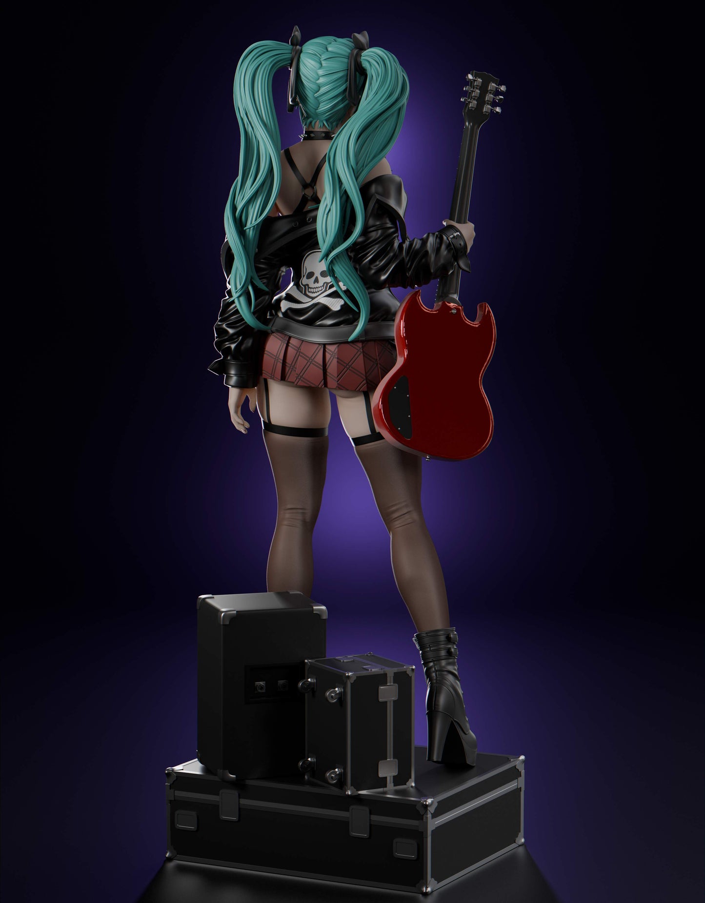 Rock Miku - Unassembled and Unpainted Garage Kit - Model Designed by Abe3D/Lira