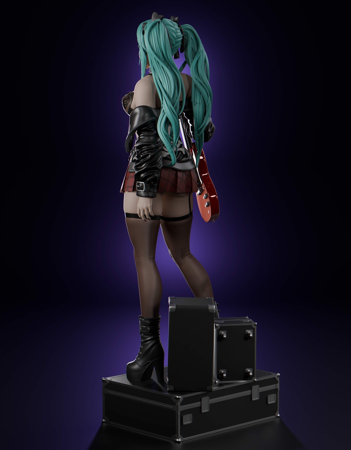 Rock Miku - Unassembled and Unpainted Garage Kit - Model Designed by Abe3D/Lira