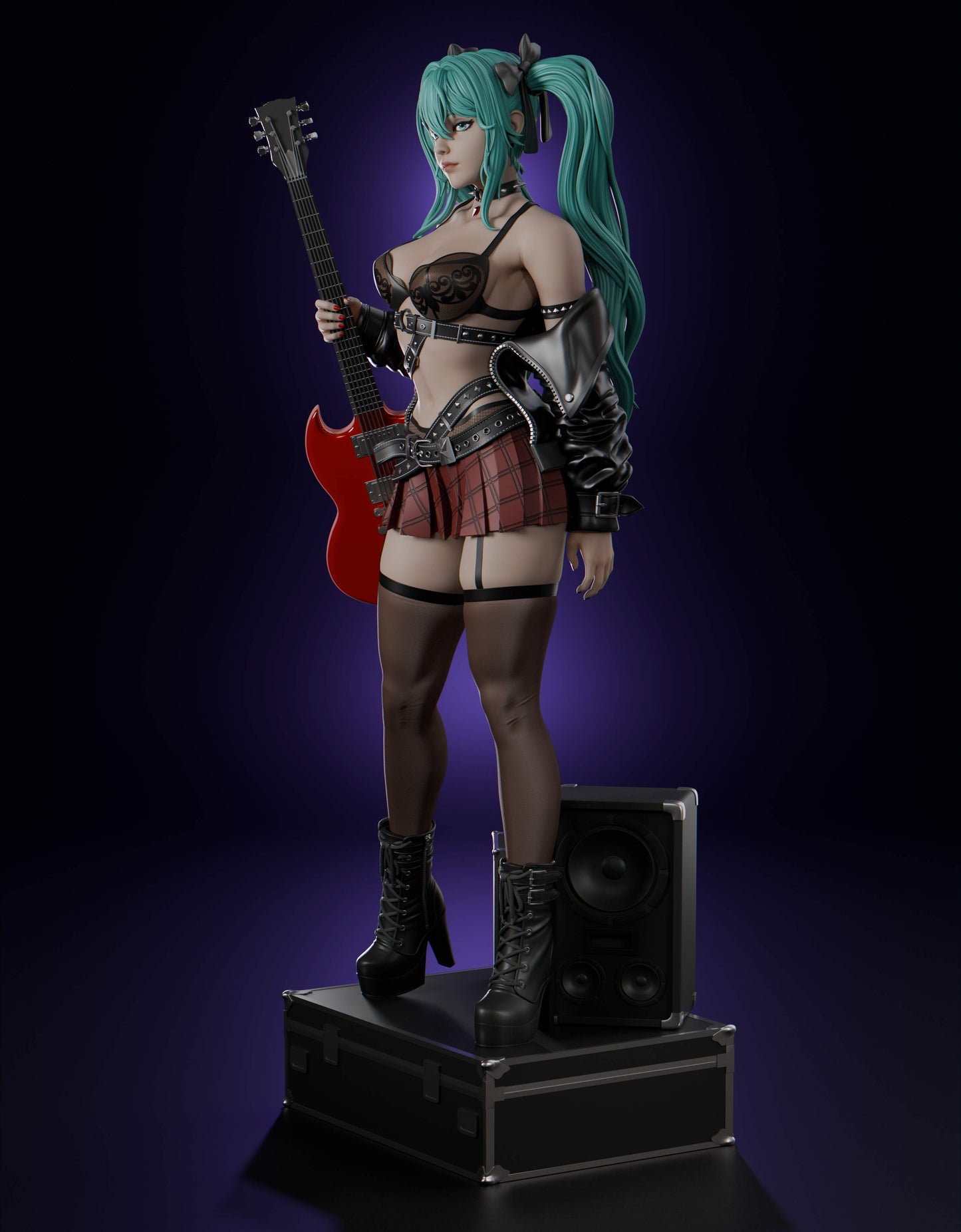 Rock Miku - Unassembled and Unpainted Garage Kit - Model Designed by Abe3D/Lira