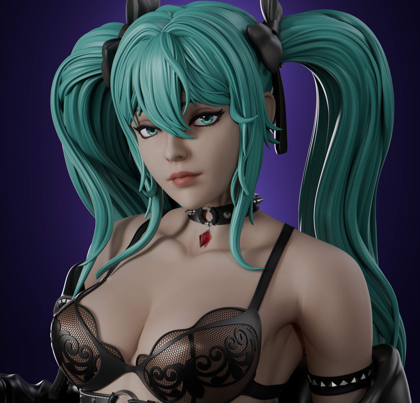 Rock Miku - Unassembled and Unpainted Garage Kit - Model Designed by Abe3D/Lira