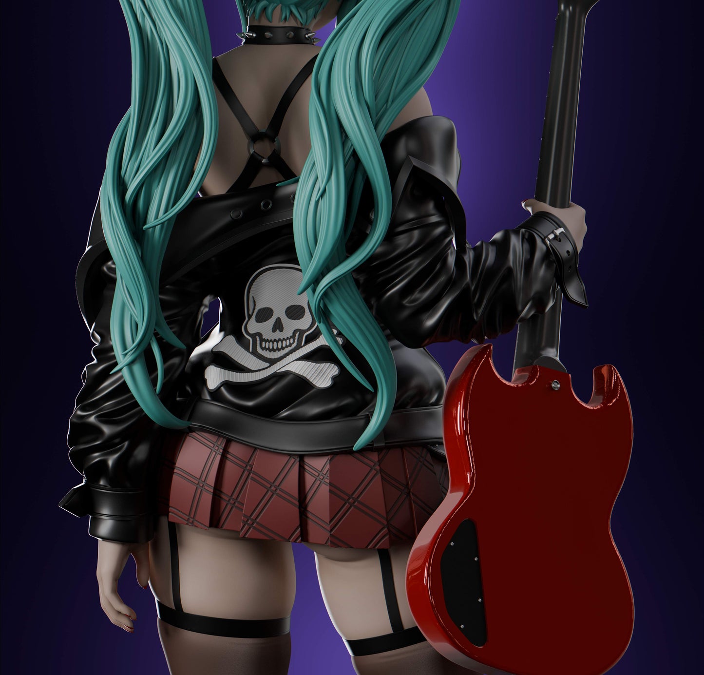 Rock Miku - Unassembled and Unpainted Garage Kit - Model Designed by Abe3D/Lira