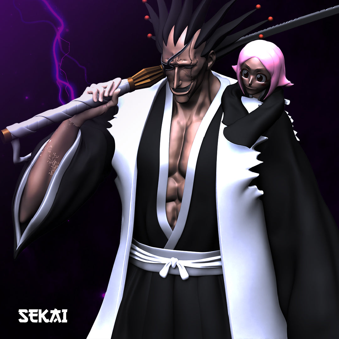 Kenpachi and Yachiru - Unassembled and Unpainted Garage Kit - Model Designed by Sekai3D