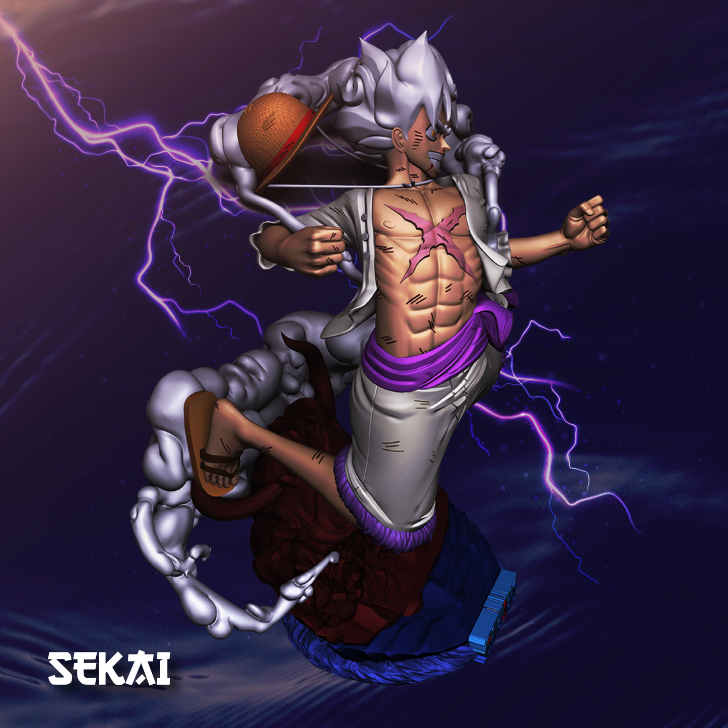 Luffy Gear 5 - Unassembled and Unpainted Garage Kit - Model Designed by Sekai3D