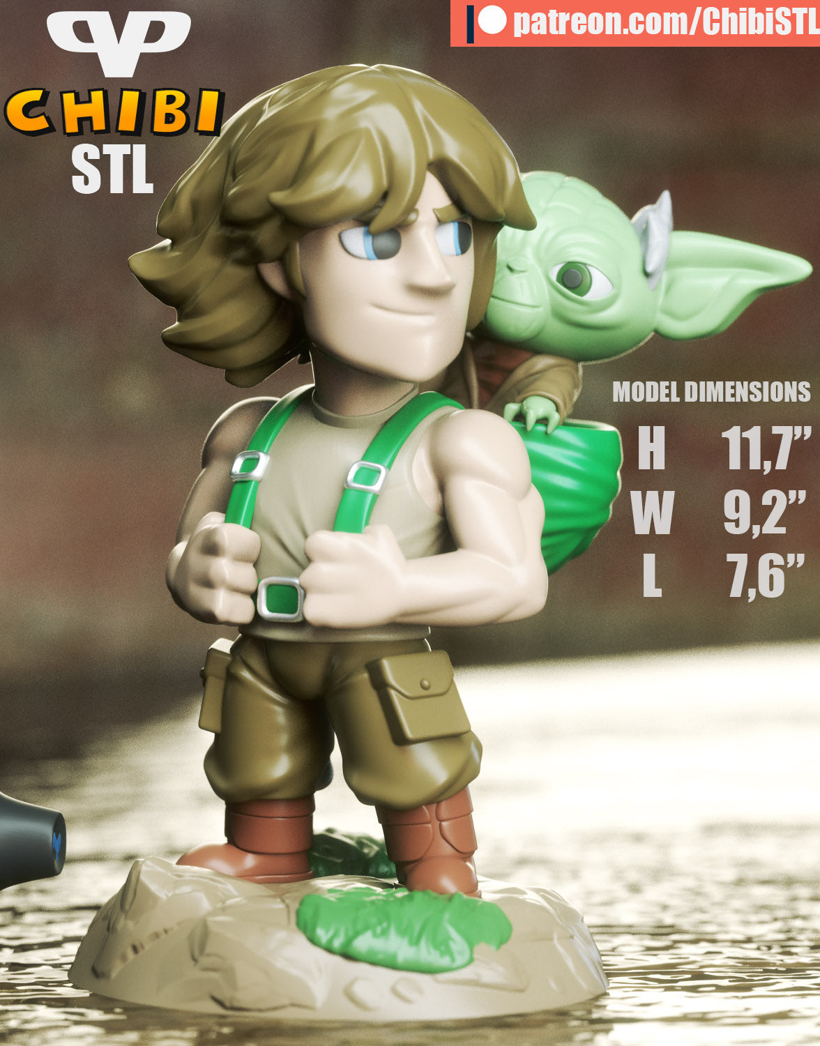 Luke and Yoda - Unassembled and Unpainted Garage Kit - Model Designed by ChibiSTL