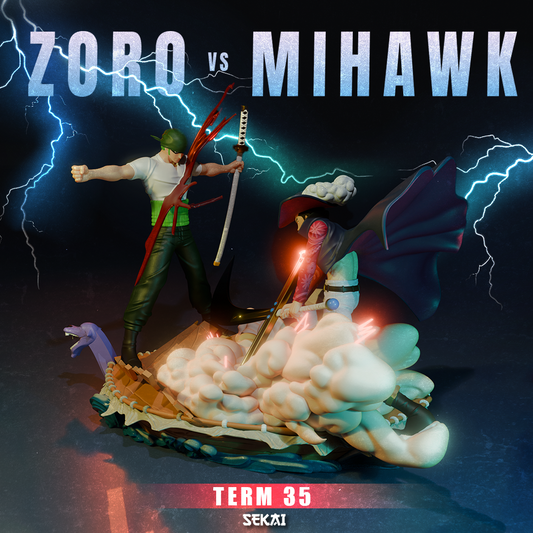 Zoro vs Mihawk Diorama - Unassembled and Unpainted Garage Kit - Model Desgined by Sekai3D